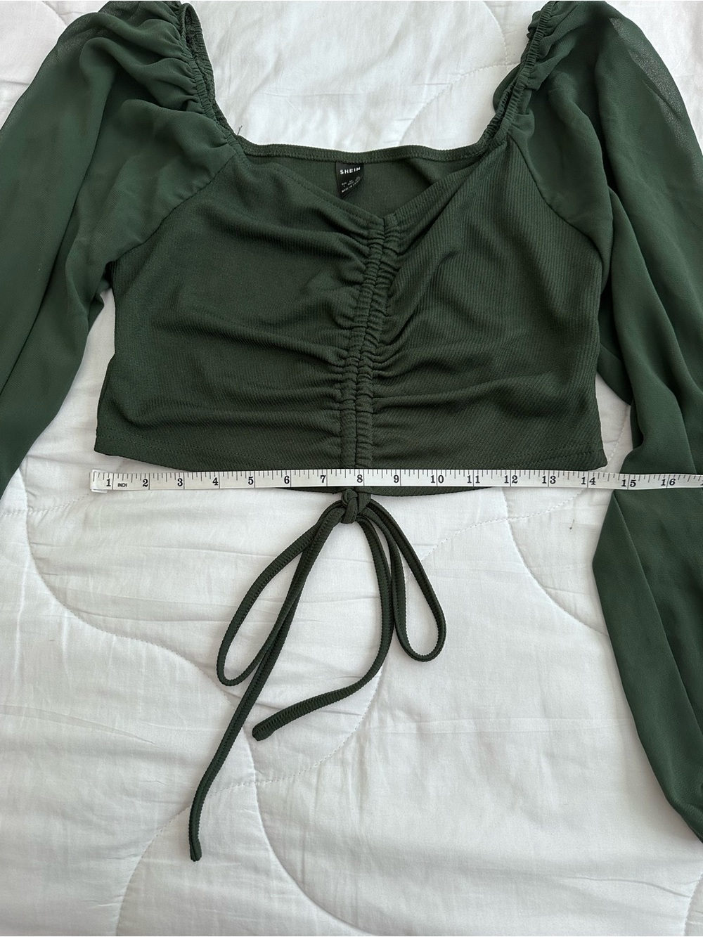 SHEIN Women's Long Sleeve Ruched Crop Top - Picture 8 of 13